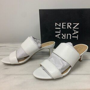 Naturalizer Tibby White Leather Kitten Heel Sandal